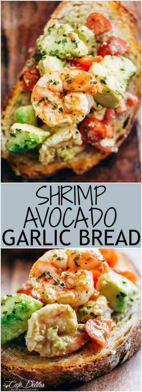 shrimp-avocado-garlic-bread