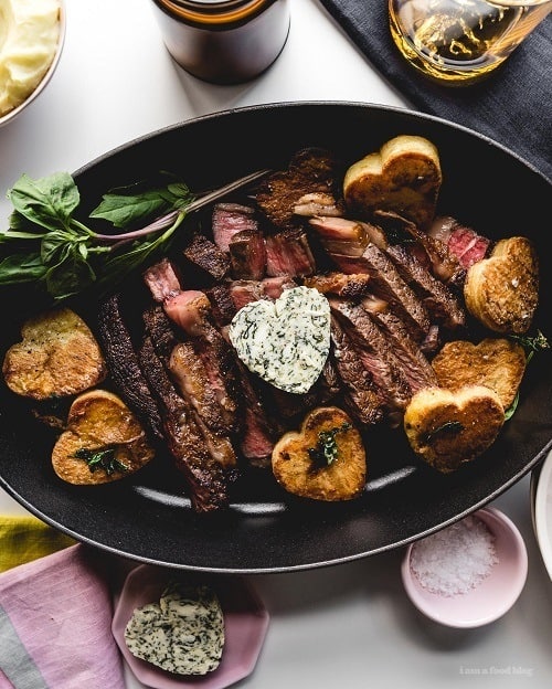 Sous-Vide-Rib-Eye-Steak-with-Basil-Garlic-Compound-Butter