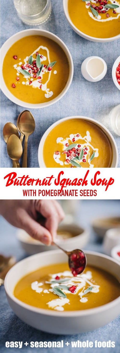Whole30 Paleo Butternut Squash Soup with Pomegranate