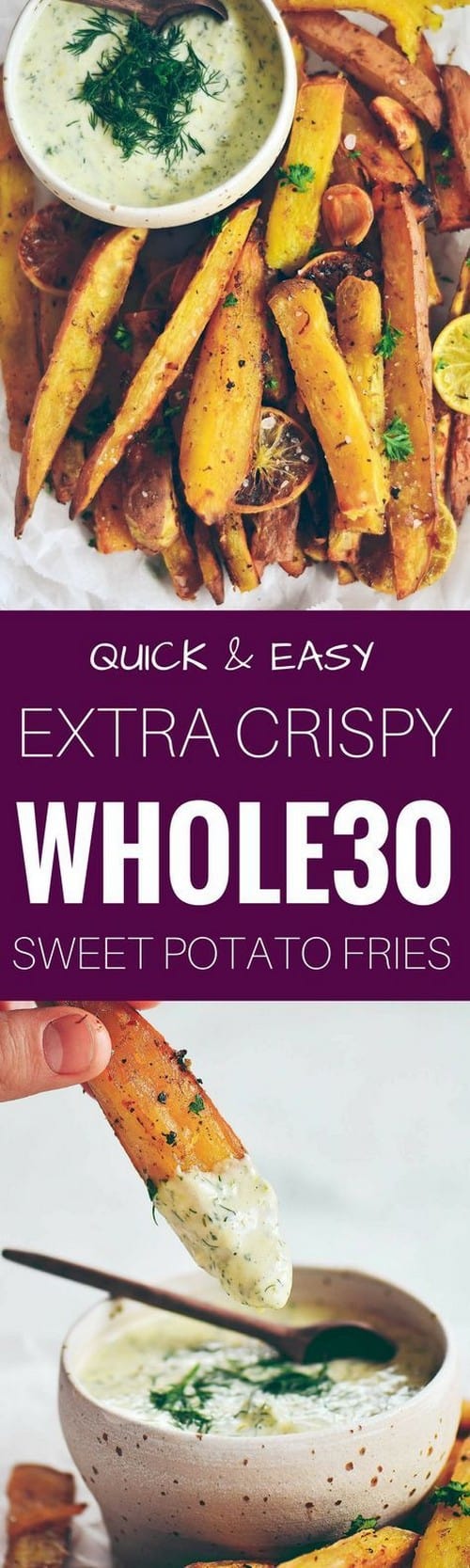 Whole30 Extra Crispy Garlic Lime Sweet Potato Fries