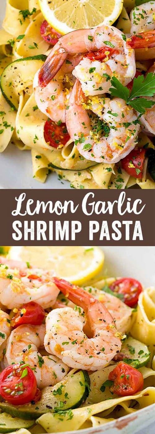 Mediterranean Shrimp Pasta with Lemon Garlic