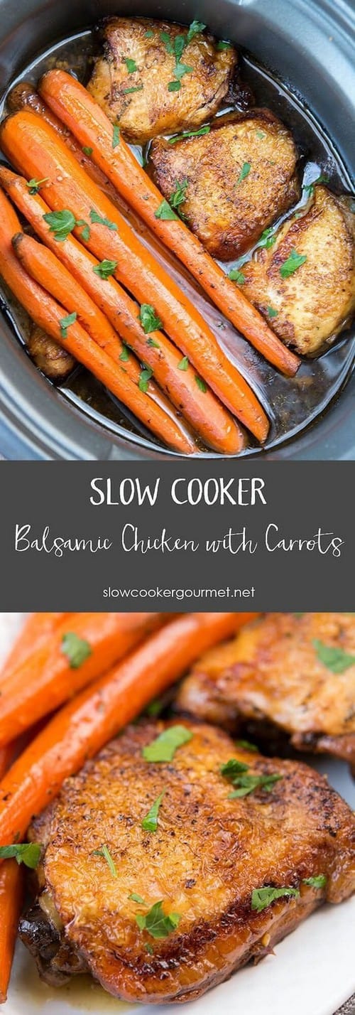Mediterranean Slow Cooker Balsamic Chicken with Carrots