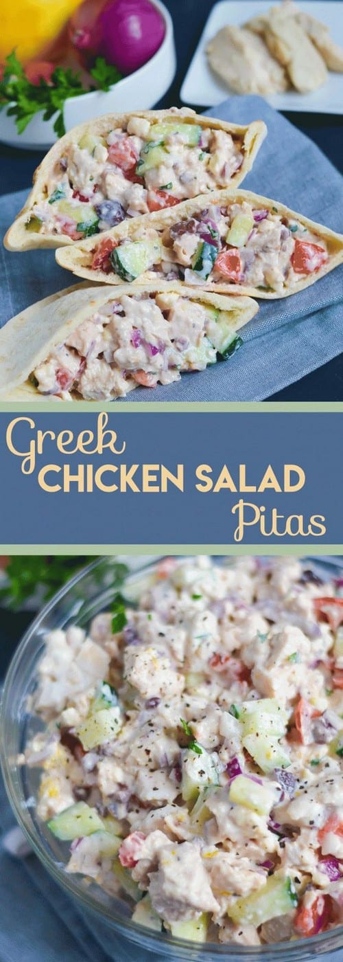 Mediterranean Greek Chicken Salad Pitas