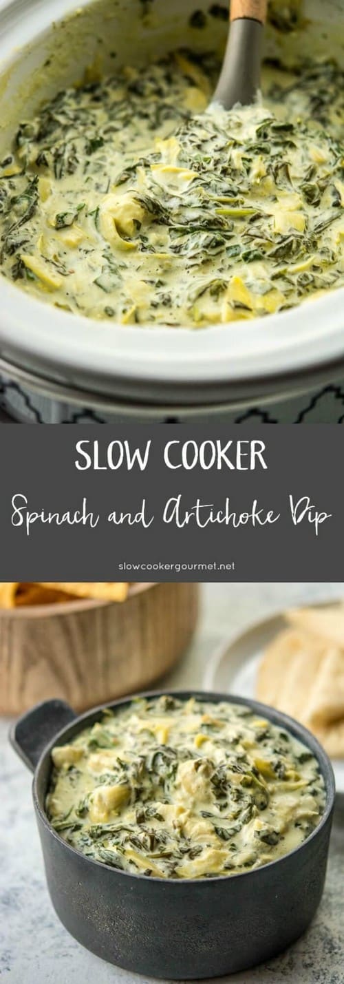 Mediterranean Slow Cooker Spinach and Artichoke Dip
