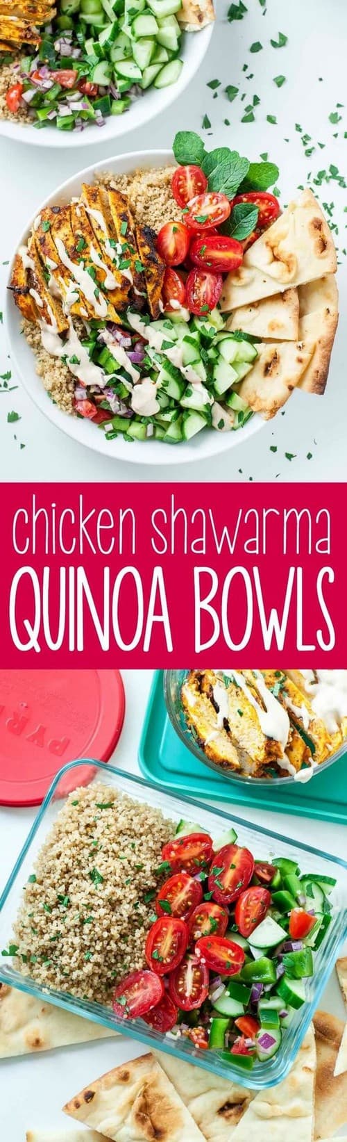 Mediterranean Healthy Chicken Shawarma Quinoa Bowls