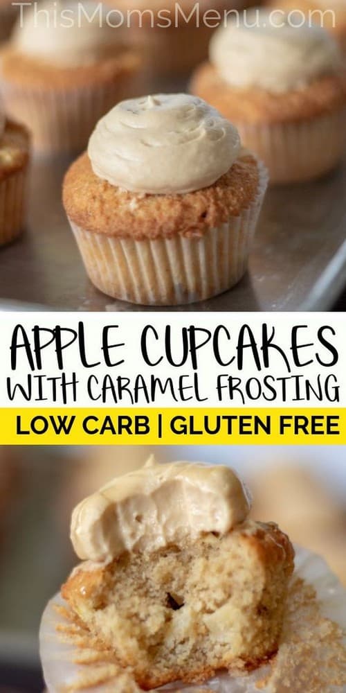 Keto Low Carb Apple Cupcakes with Caramel Frosting