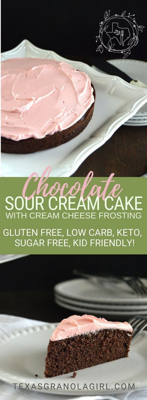 Keto Chocolate Sour Cream Cake with Cream Cheese Frosting