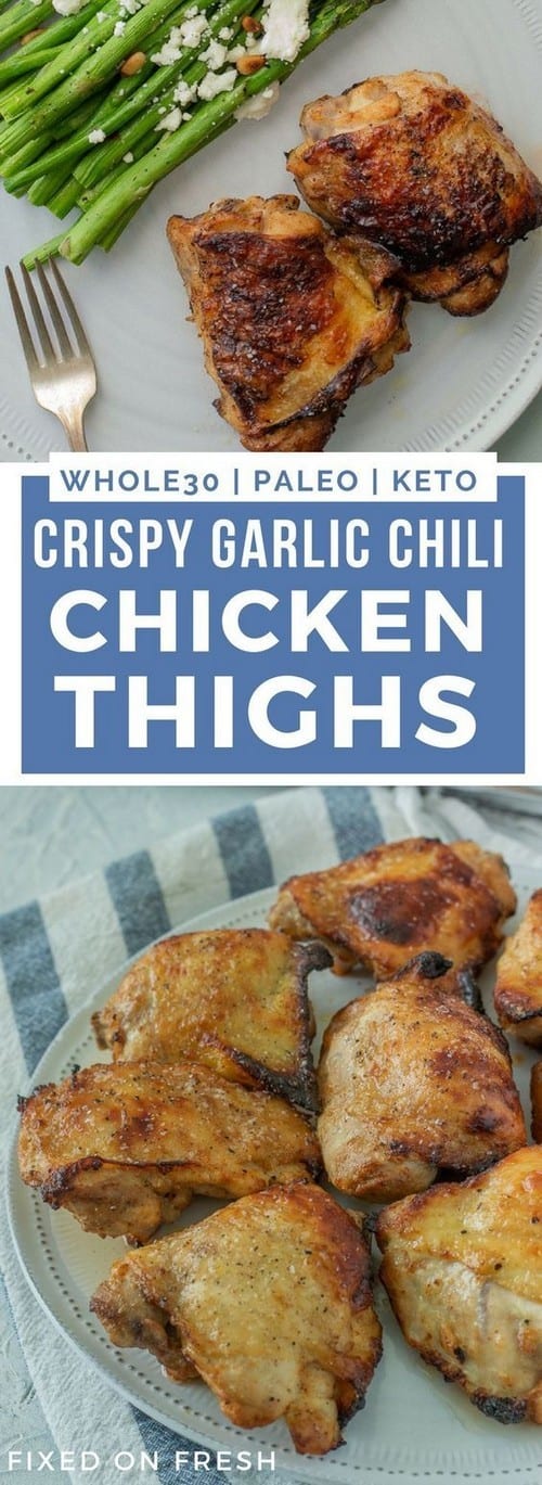 Keto Crispy Garlic Chili Chicken Thighs
