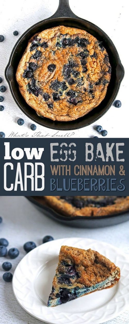 Keto Low Carb Egg Strata with Blueberries and Cinnamon