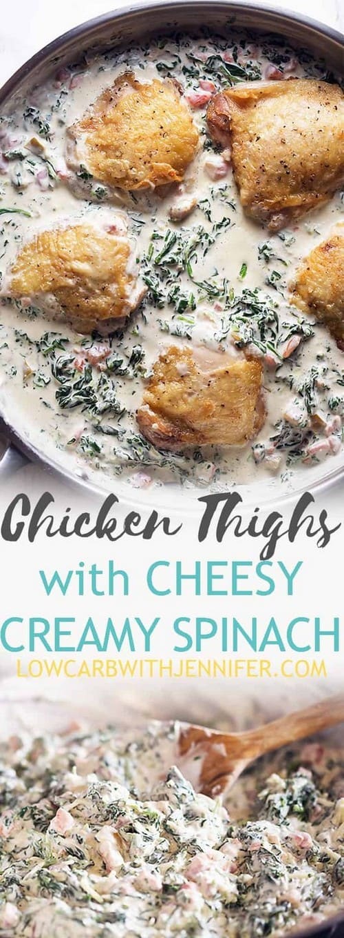 Keto Creamy Spinach Artichoke Chicken Thighs